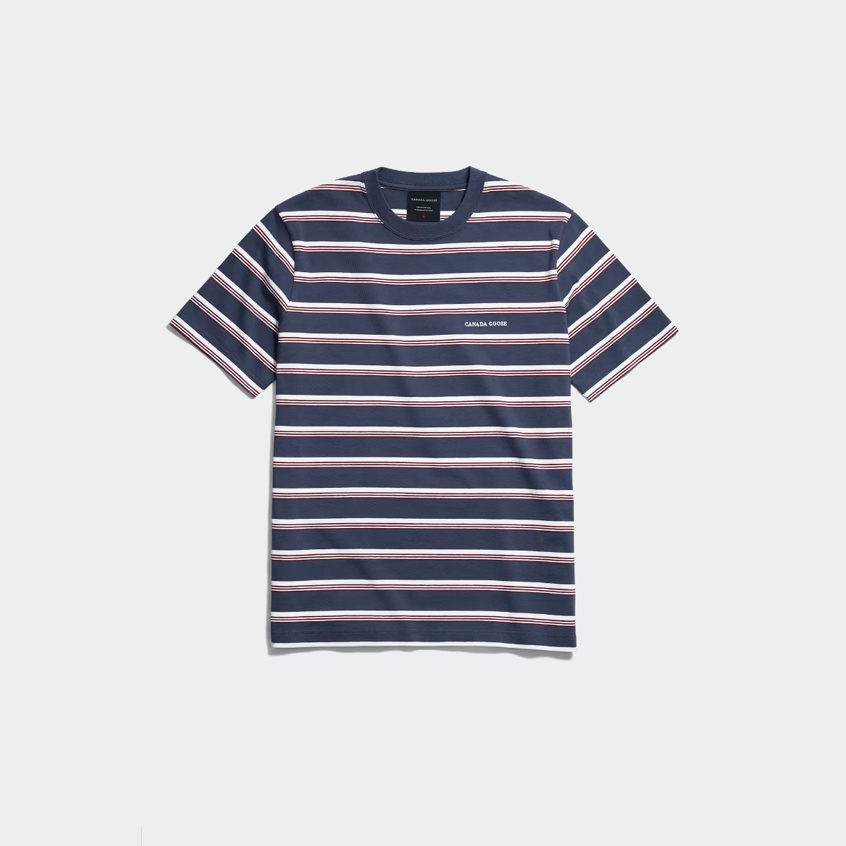 Canada Goose T-shirt rayures Vantage Hommes Dusk Blue Moncton Stripe TP 250$