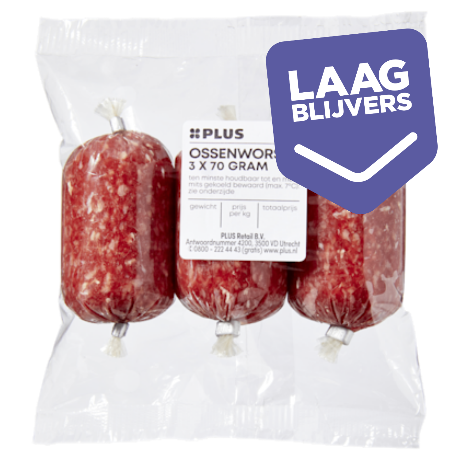 PLUS Ossenworst 3 x 70 gram