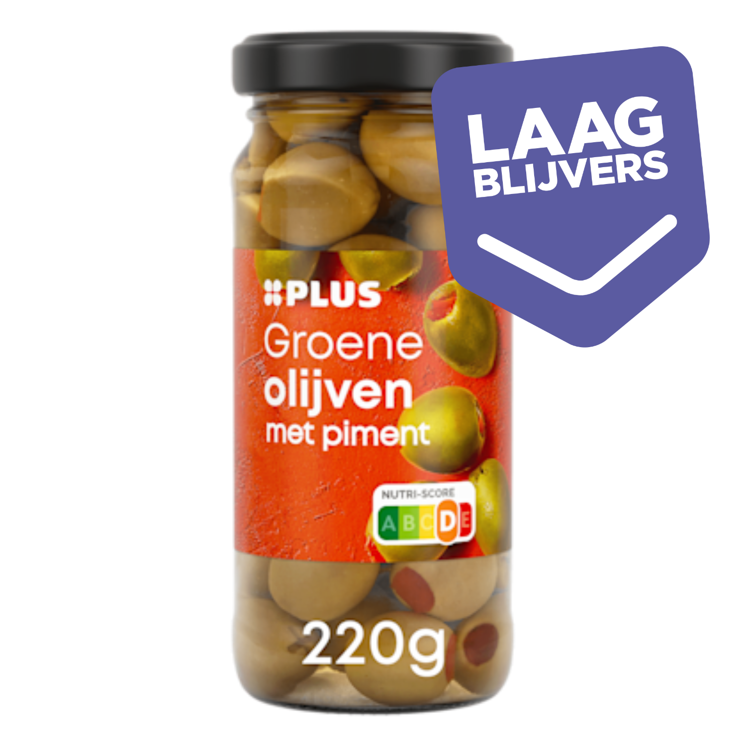 PLUS Groene olijven met piment