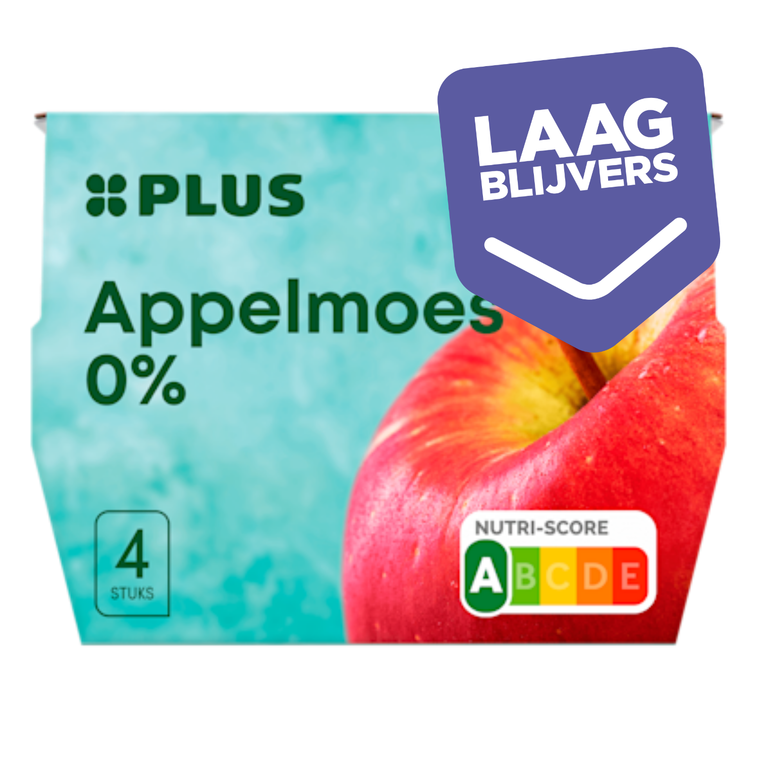 PLUS Appelmoes 0% 4-pack