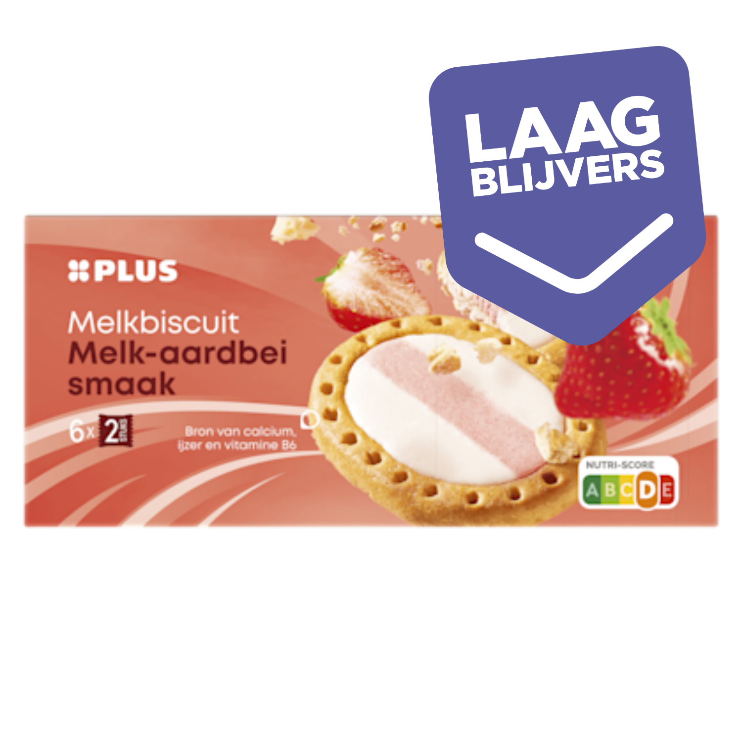PLUS Melkbiscuit melk/aardbei
