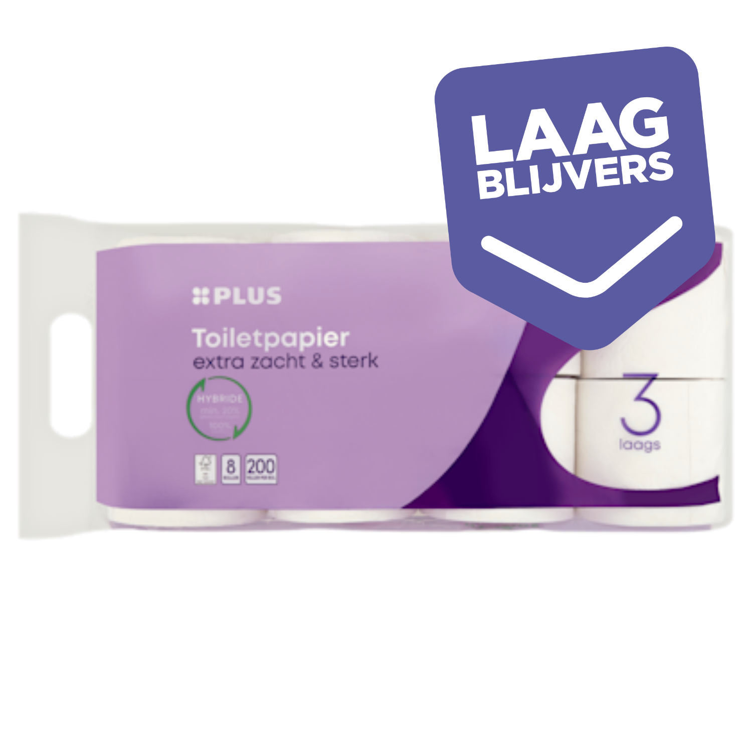 PLUS Toiletpapier 3-laags 8 rollen