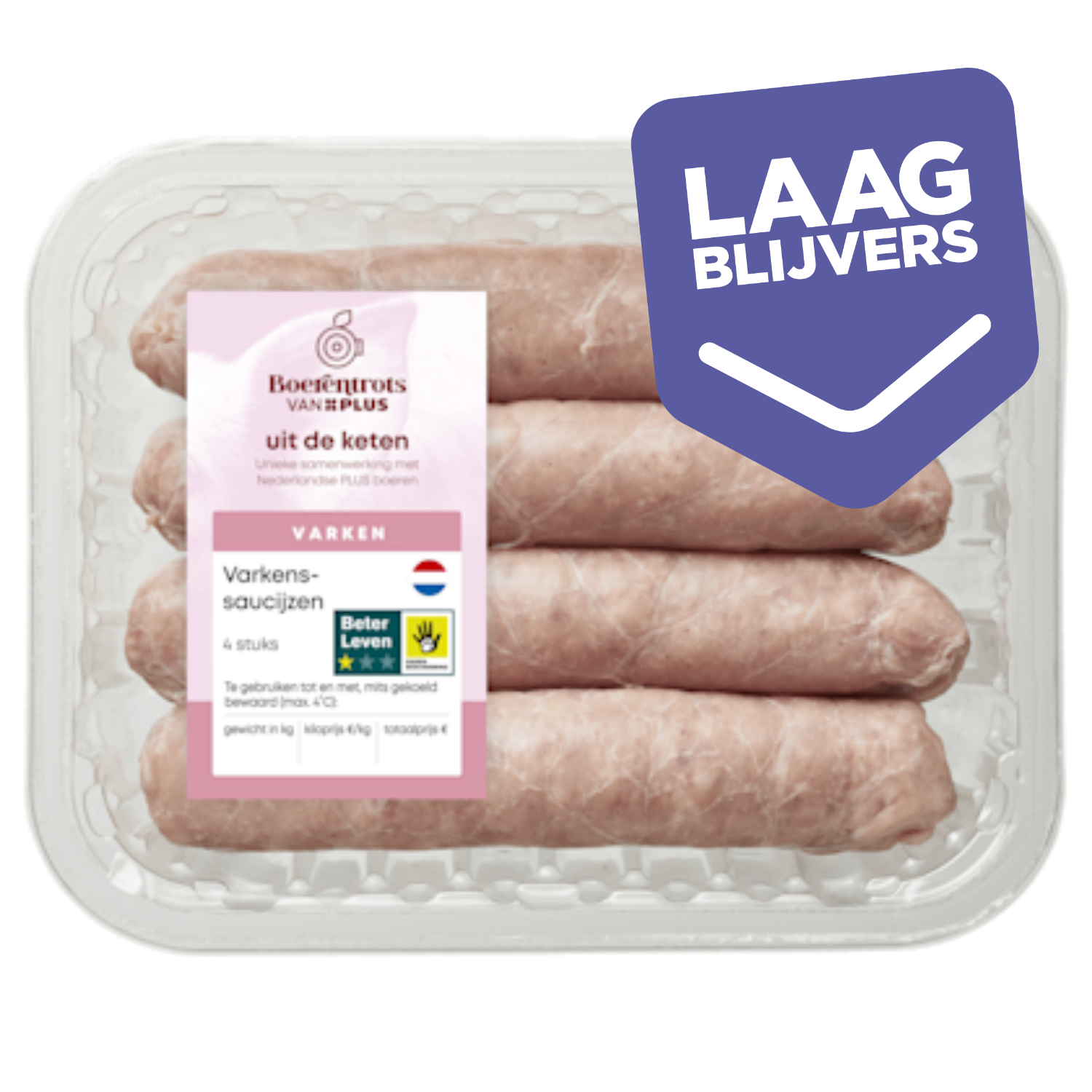PLUS Boerentrots Varkenssaucijzen 4 st